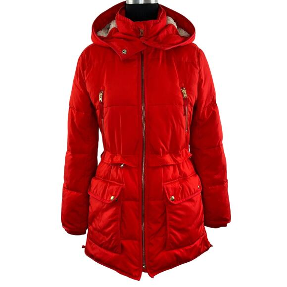J. Crew Chateau Puffer Jacket with PrimaLoft Hooded Coat Red / Pink AF012 XXS - Picture 1 of 16